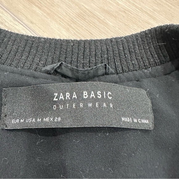 Zara oversized faux fur sequin bomber jacket black gold medium - Picture 10 of 12